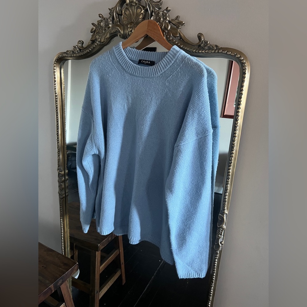 Blue Oversized Crew Neck Sweater